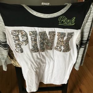 PINK quarter sleeve tee